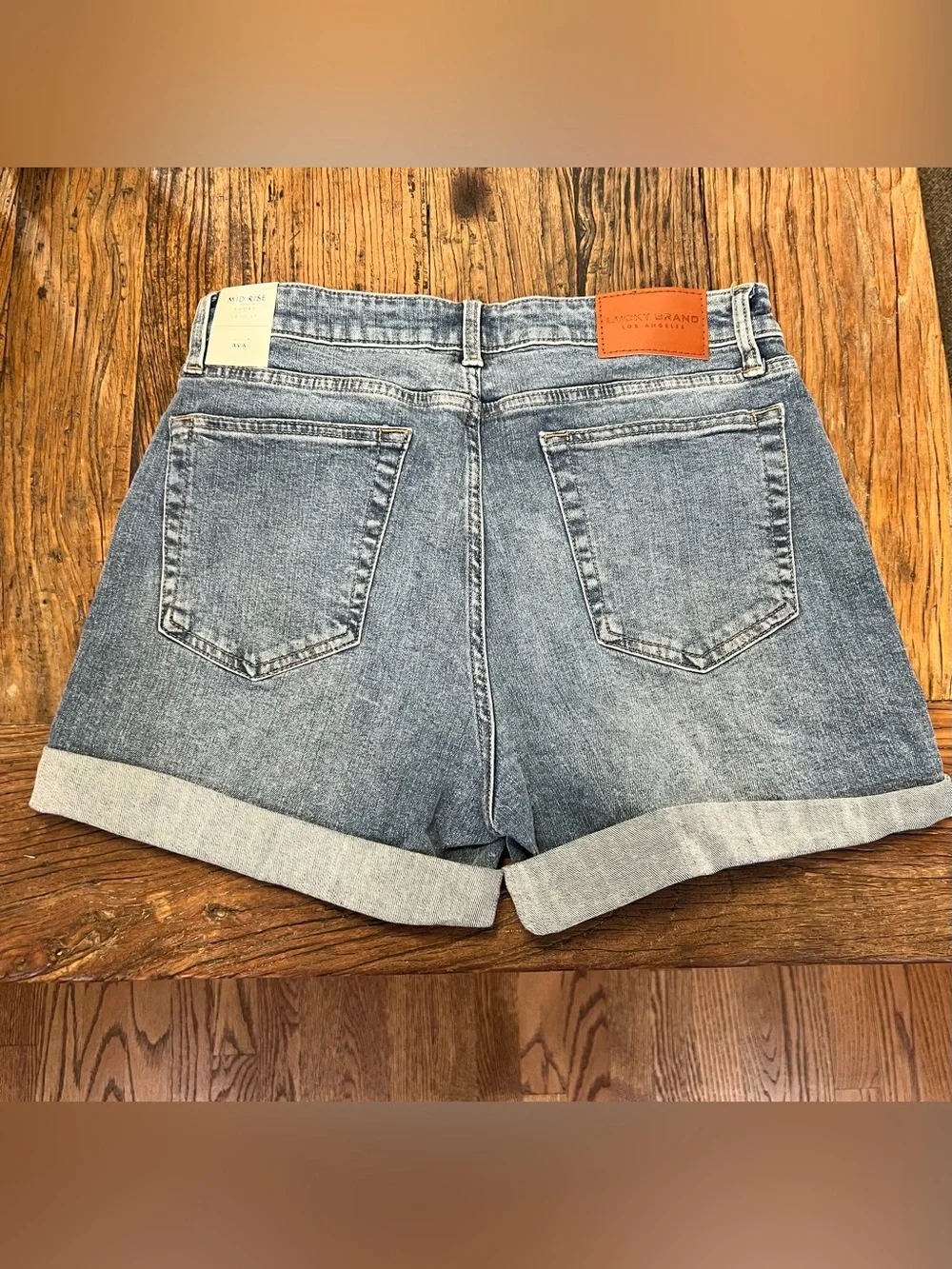 Lucky Brand Washed Light Blue Distressed Roll-Cuff Denim Shorts